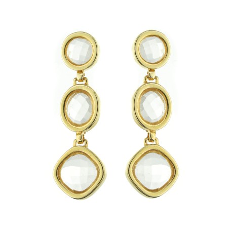 Brinco Fane's Jóias Contemporâneas Cristal Longo Dourado