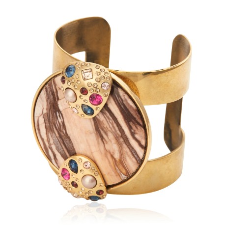 Pulseira Camila Klein Cavalo Bracelete Pedra Natural Ouro Velho