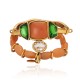 Pulseira Camila Klein Quadrados Kit Pedra Natural Ouro Velho
