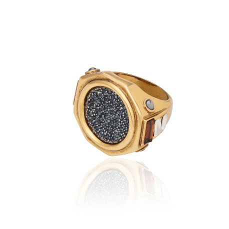 Anel Camila Klein Crystal Rocks Ouro Velho