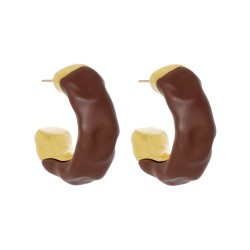 Brinco Nádia Gimenes Mocha & Cherry Argola Resina Dourado