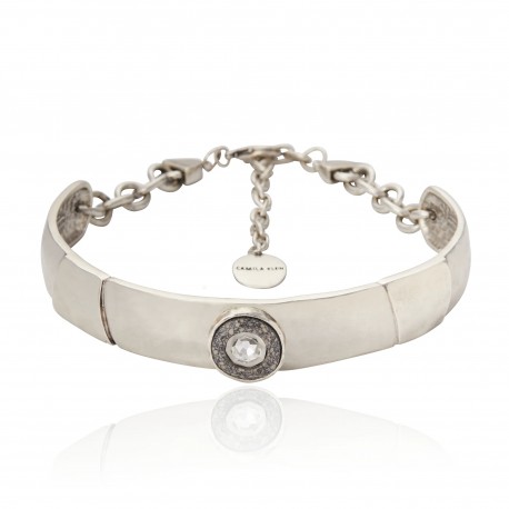 Colar Camila Klein Quadrados Choker Prata Velho