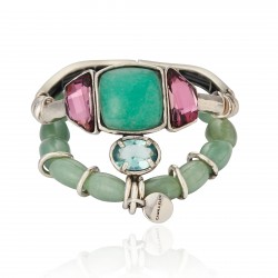 Pulseira Camila Klein Quadrados Kit Pedra Natural Prata Velho