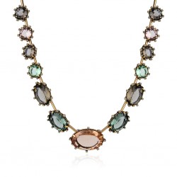 Colar Claudia Arbex Cristal Blue Edition Ouro Vintage