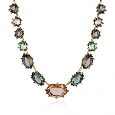 Colar Claudia Arbex Cristal Blue Edition Ouro Vintage