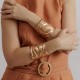 Pulseira Maria chic Acessórios Bracelete Couro Metalizado Rose