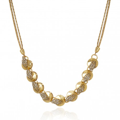 Colar Claudia Arbex Shark Cristais Ouro Vintage