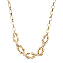 Colar Claudia Arbex Shark Elos Cristais Ouro Vintage