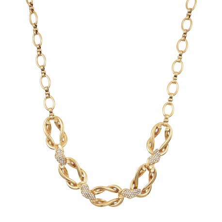 Colar Claudia Arbex Shark Elos Cristais Ouro Vintage