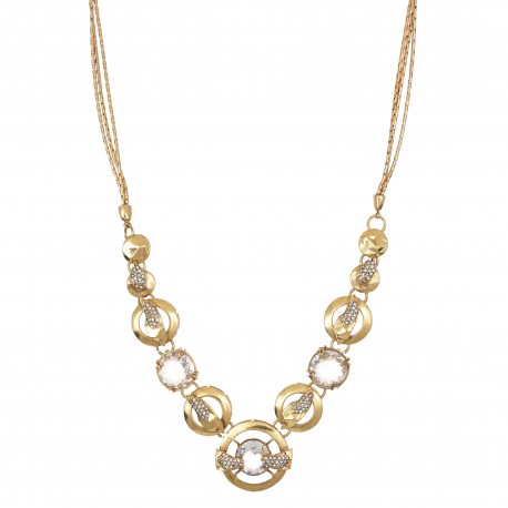 Colar Claudia Arbex Shark Cristais Ouro Vintage
