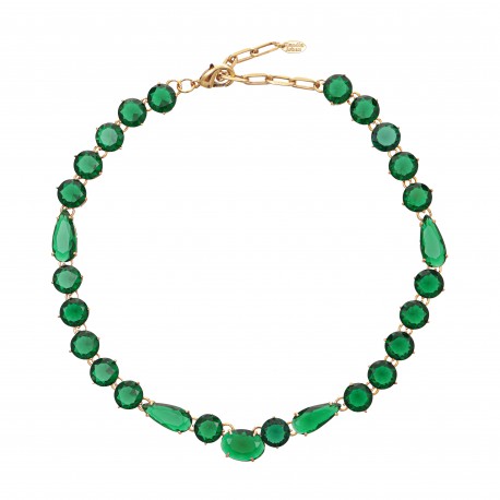 Colar Claudia Arbex Cristal Blue Edition Ouro Vintage