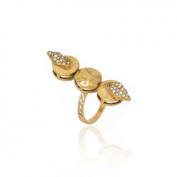 Anel Claudia Arbex Shark Cristais Ouro Vintage