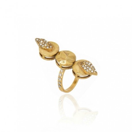Anel Claudia Arbex Shark Cristais Ouro Vintage