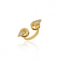 Anel Claudia Arbex Shark Cristais Ouro Vintage