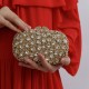 Bolsa Maria Chic Acessórios Clutch Oval Cristais Dourado