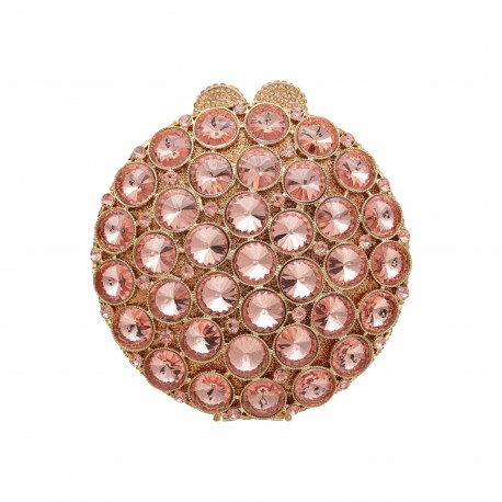Bolsa Maria Chic Acessórios Clutch Esfera Cristais Rose