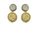Brinco Fane's Pedra Drusa Ouro Platina Metal Dourado