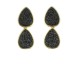 Brinco Fane's Pedra Drusa Negra Metal Dourado