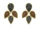 Brinco Fane's Pedra Drusa Negra Bronze Metal Dourado