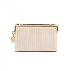 Bolsa Isla Clutch Trunk Specchio Couro Ouro