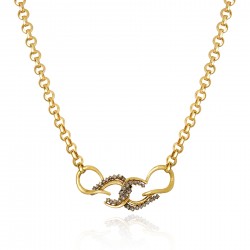 Colar Claudia Arbex Waves Cristais Ouro Vintage