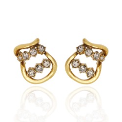 Brinco Claudia Arbex Waves Cristais Ouro Vintage