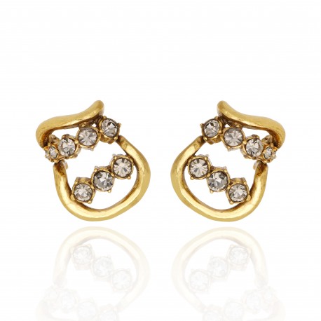 Brinco Claudia Arbex Waves Cristais Ouro Vintage
