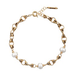 Colar Monica Di Creddo Nó Choker Elos Pérolas Ouro Vintage