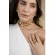 Colar Monica Di Creddo Nó Choker Elos Pérolas Ouro Vintage