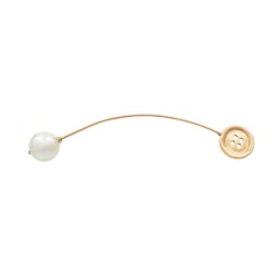 Broche Monica Di Creddo Bouton Alfinete Pérola Ouro Vintage