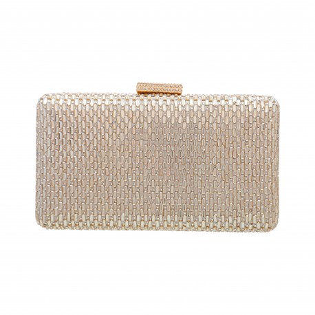 Bolsa Maria Chic Acessórios Clutch Cris Cristais Dourada
