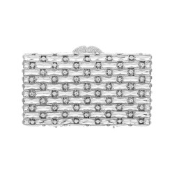 Bolsa Maria Chic Acessórios Clutch Retangular Cristais Prata