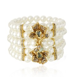Pulseira Claudia Arbex Ástrea Pérolas Ouro Vintage
