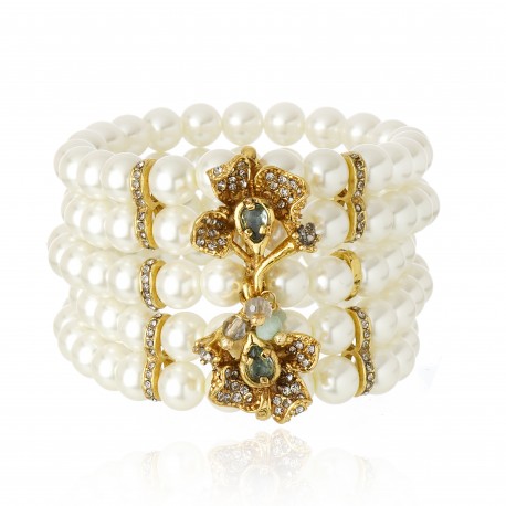 Pulseira Claudia Arbex Ástrea Pérolas Ouro Vintage