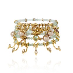 Pulseira Claudia Arbex Ástrea Kit Cristais Ouro Vintage