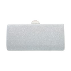 Bolsa Maria Chic Acessórios Clutch Retangular Gliter Prata