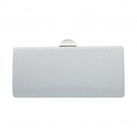 Bolsa Maria Chic Acessórios Clutch Retangular Gliter Prata