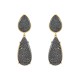 Brinco Fane's Pedra Drusa Negra Metal Dourado