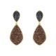 Brinco Fane's Pedra Drusa Bronze e Negra Metal Dourado