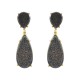 Brinco Fane's Pedra Drusa Negra Metal Dourado