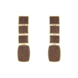 Brinco Fane's Pedra Drusa Bronze Metal Dourado