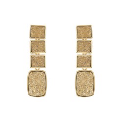 Brinco Fane's Pedra Drusa Ouro Metal Dourado
