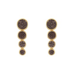 Brinco Fane's Pedra Drusa Bronze Metal Dourado
