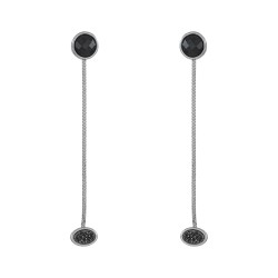 Brinco Fane's Pedra Drusa Negra Onix Metal Grafite