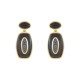 Brinco Fane's Pedra Drusa Negra Onix Metal Dourado
