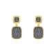 Brinco Fane's Pedra Drusa Negra Metal Dourado