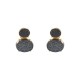 Brinco Fane's Pedra Drusa Negra Metal Dourado