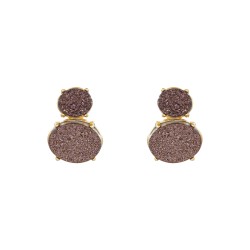 Brinco Fane's Pedra Drusa Bronze Metal Dourado