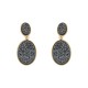 Brinco Fane's Pedra Drusa Negra Metal Dourado