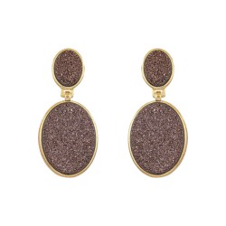 Brinco Fane's Pedra Drusa Bronze Metal Dourado